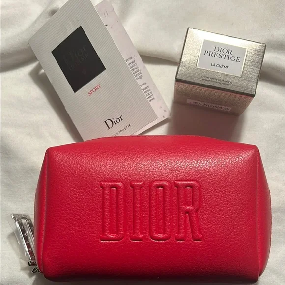 DIOR BUNDLE INCL PRESTIGE ($155 MSRP) & RED MAKEUP BAG NWT - Picture 1 of 13